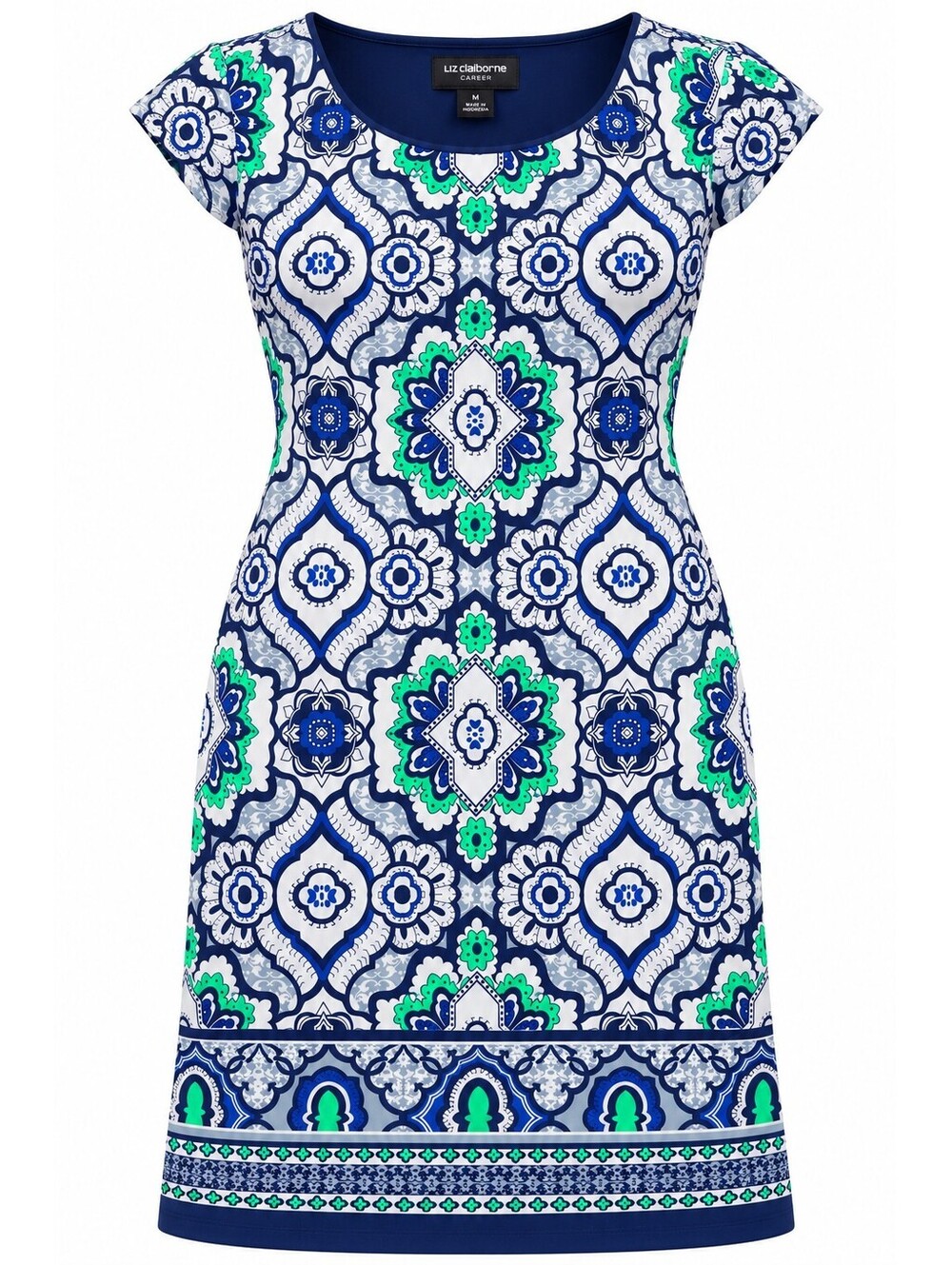 Liz Claiborne Career Women's Cap Sleeve Printed Dress Size M